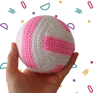 Baby Netball / Volleyball / Water polo ... Handmade Crochet Sports Ball ... Soft Toy - with or without a rattle inside