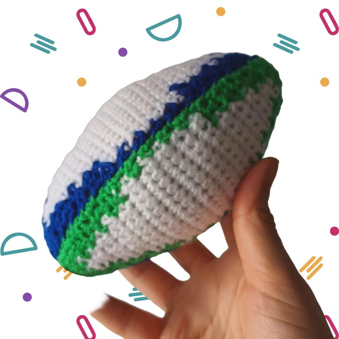Hand Made Rugby Handmade Crochet Baby Size Rugby Ball | Soft Toy | Newborn / Baby ...