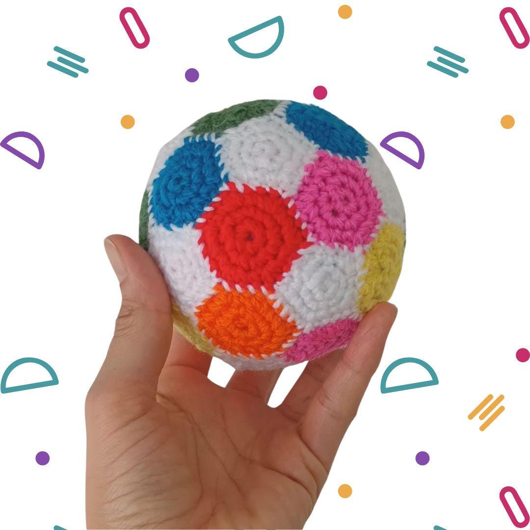 Football Bumpy Ball Baby Football / Soccer Ball ... Handmade Crochet Sports Ball ... Soft ...