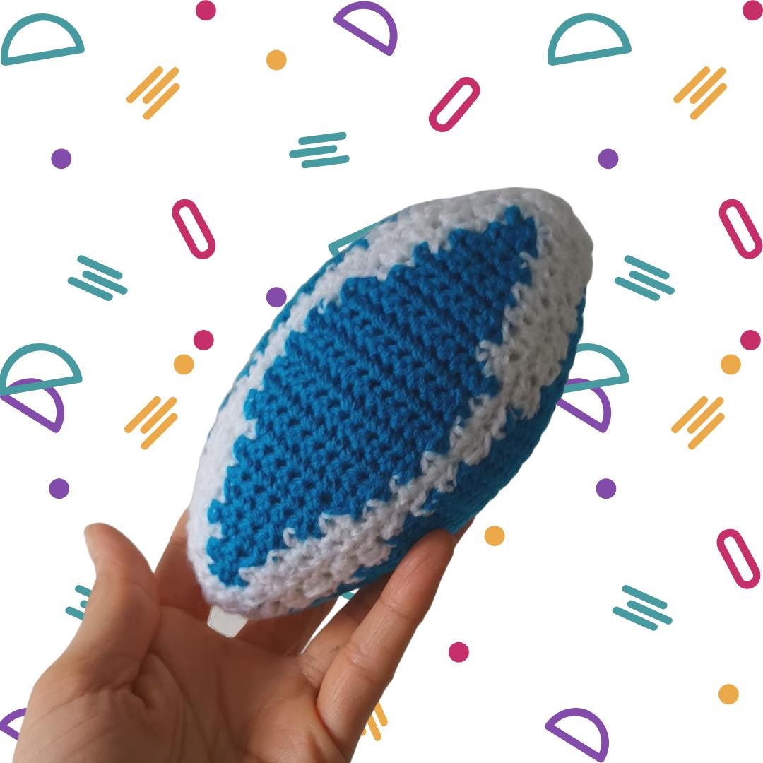 Hand Made Rugby Baby Rugby Ball ... Handmade Crochet Sports Ball ... Soft Toy - With or ...