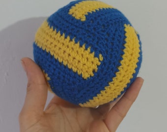 Baby Netball / Volleyball / Water polo ... Handmade Crochet Sports Ball ... Soft Toy - with or without a rattle inside