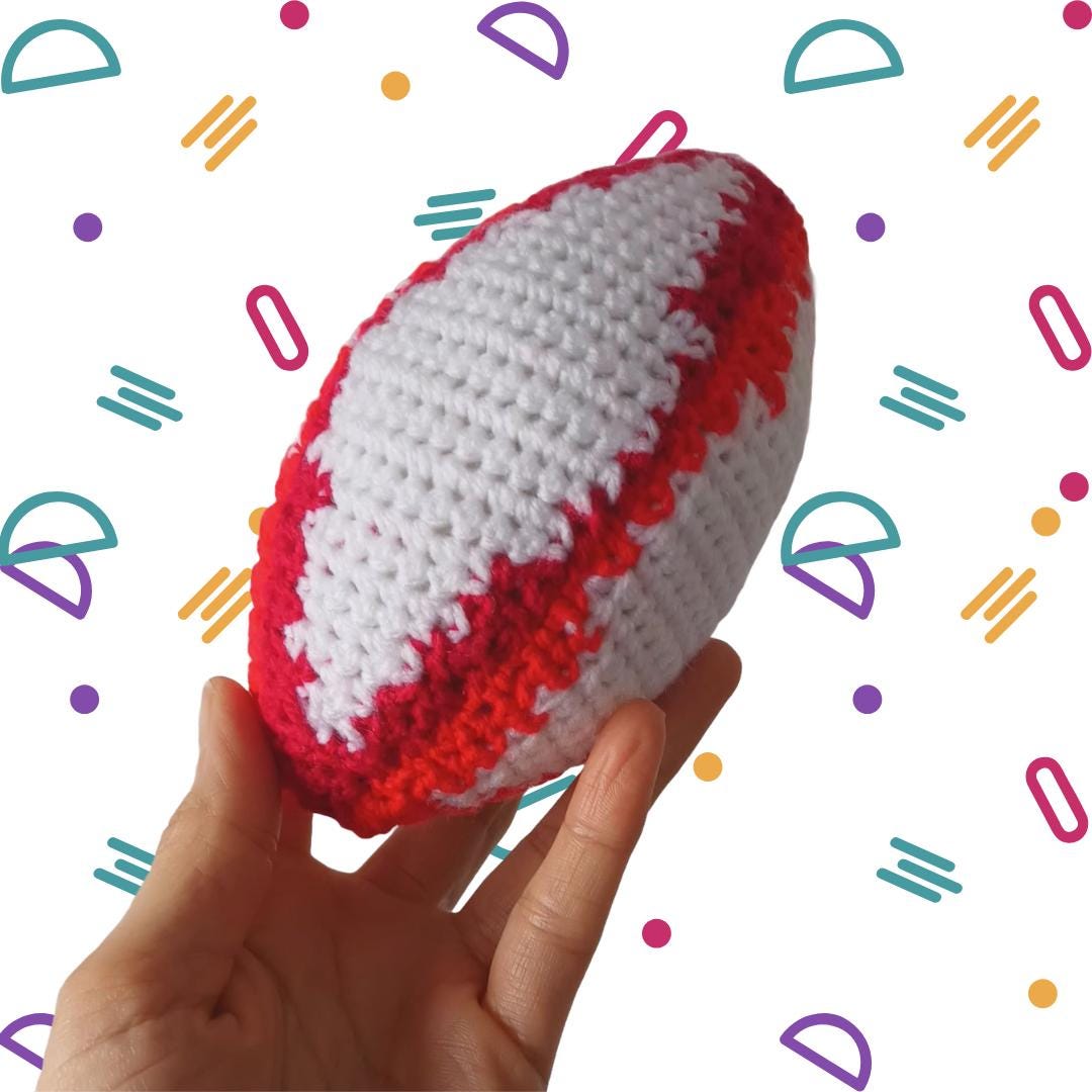 Hand Made Rugby Baby Rugby Ball ... Handmade Crochet Sports Ball ... Soft Toy ... With ...