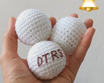 Baby Golf Ball ... Handmade Crochet Sports Ball ... Soft Toy ... With Rattle Sound