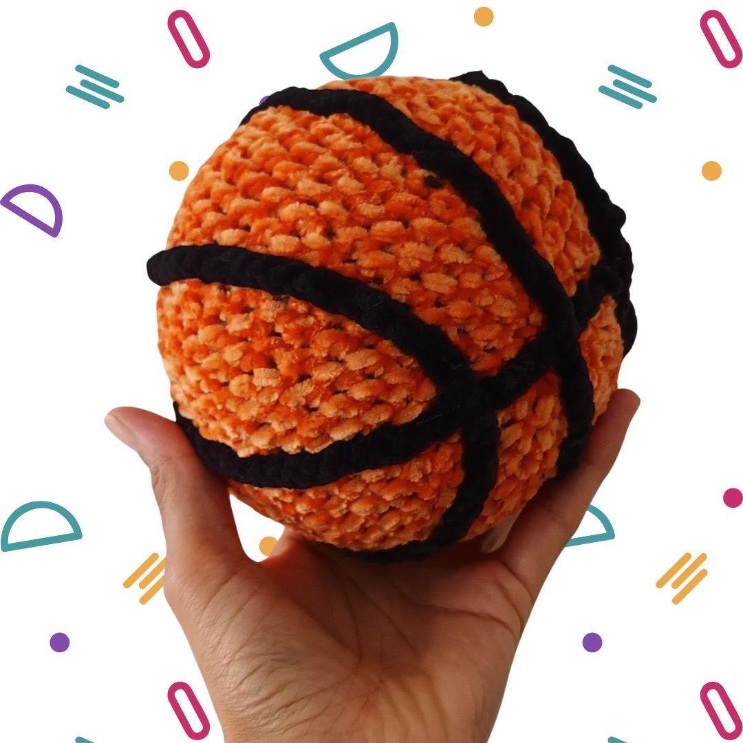 Handmade Crochet Baby Plushy Basketball | Soft Toy | Newborn / Baby ...