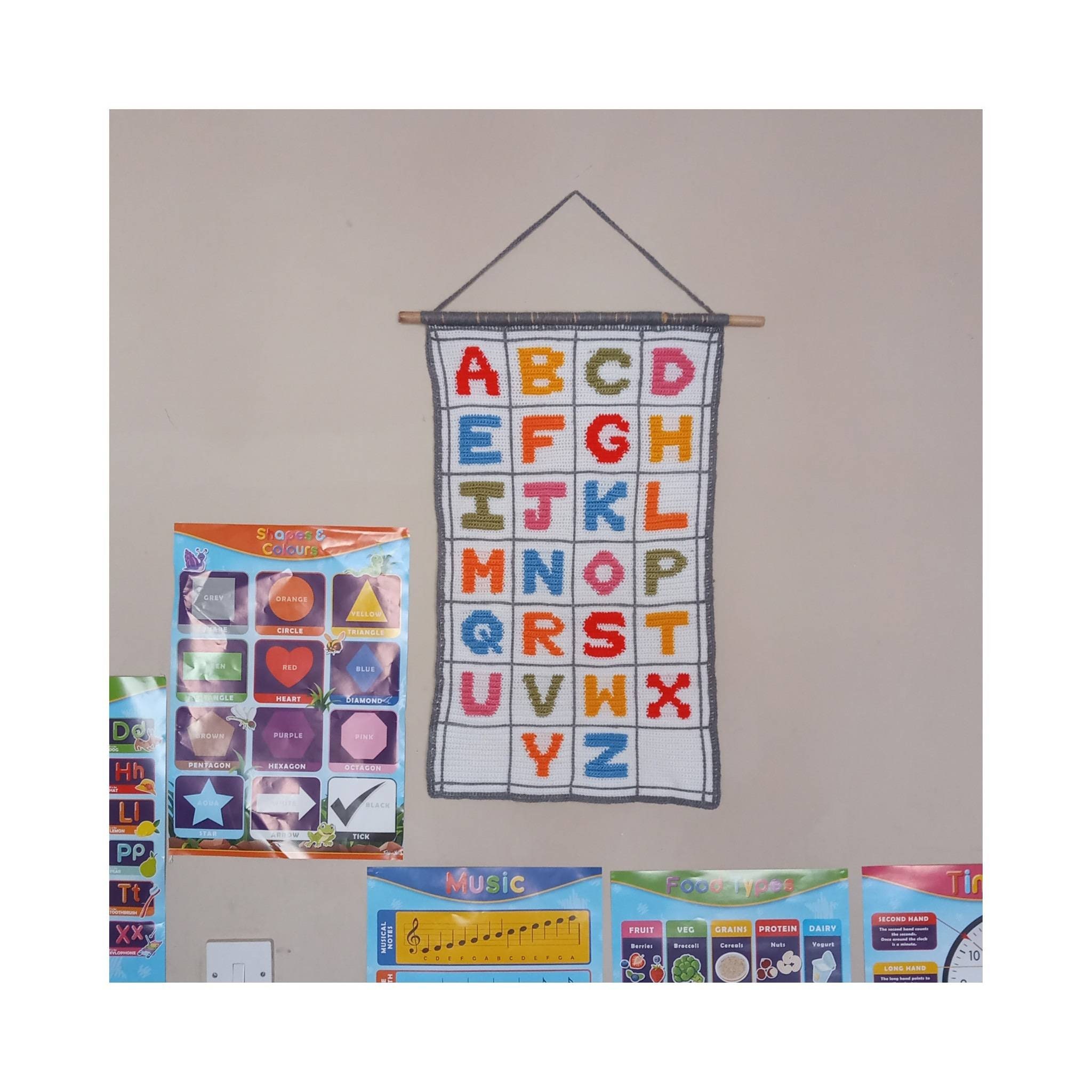 Wall Hanging Using Alphabet Rocks Handmade Crochet Wall Hanging Alphabet | Room Decoration | Nursery - Etsy