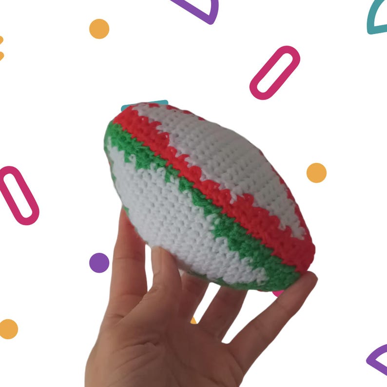 Baby Rugby Ball ... Handmade Crochet Sports Ball ... Soft Toy - With or ...