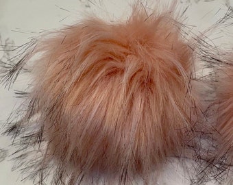 Pink faux fur Pom pom, 6 inch faux fur Pom pom, pom pom for hats, long like faux fur Pom, faux fur Pom pom for beanies, fluffy faux fur Pom