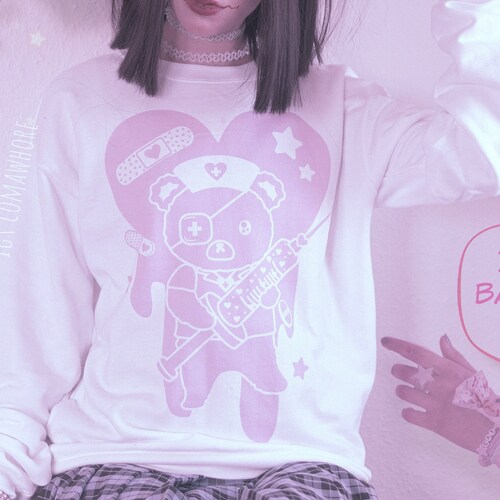 Pastel Goth Skull Varsity Jacket Pink Clouds Kawaii Clothing Kawaii