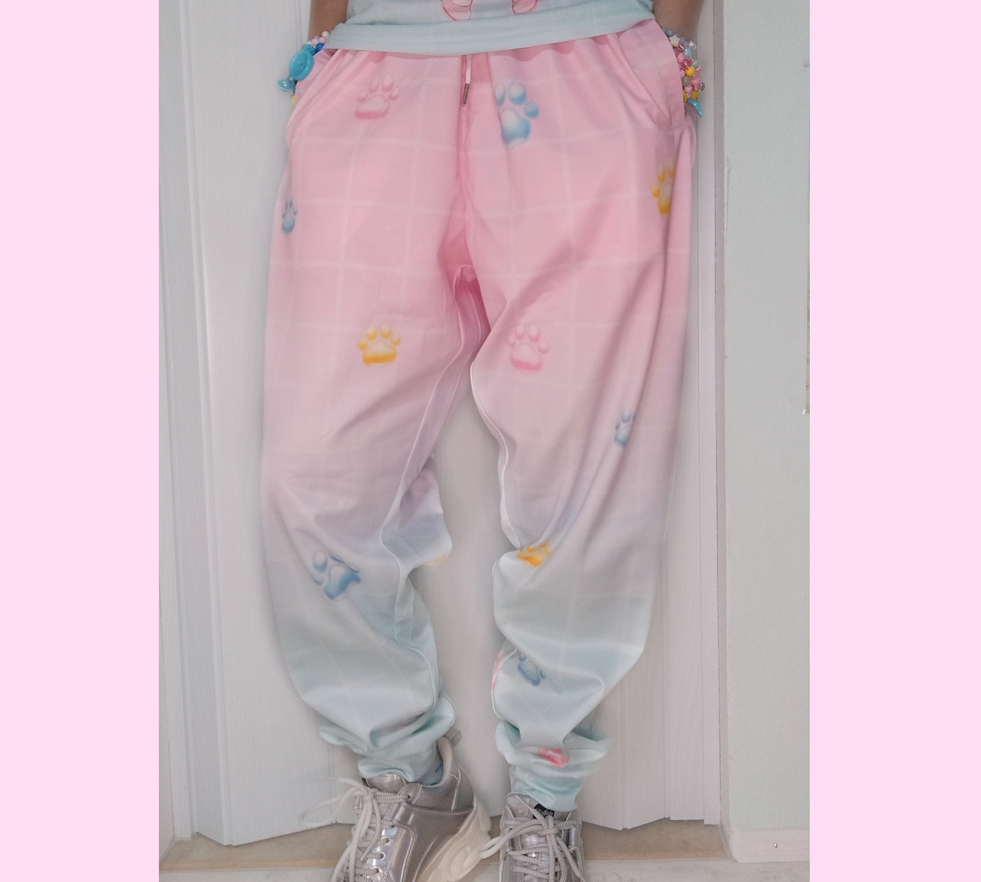 Kawaii clothing - Pastel Kawaii - Kawaii Pant - Kawaii unisex jogger pants - Yume kawaii clothing - Pastel pant - Yume kawaii - Kawaii cat