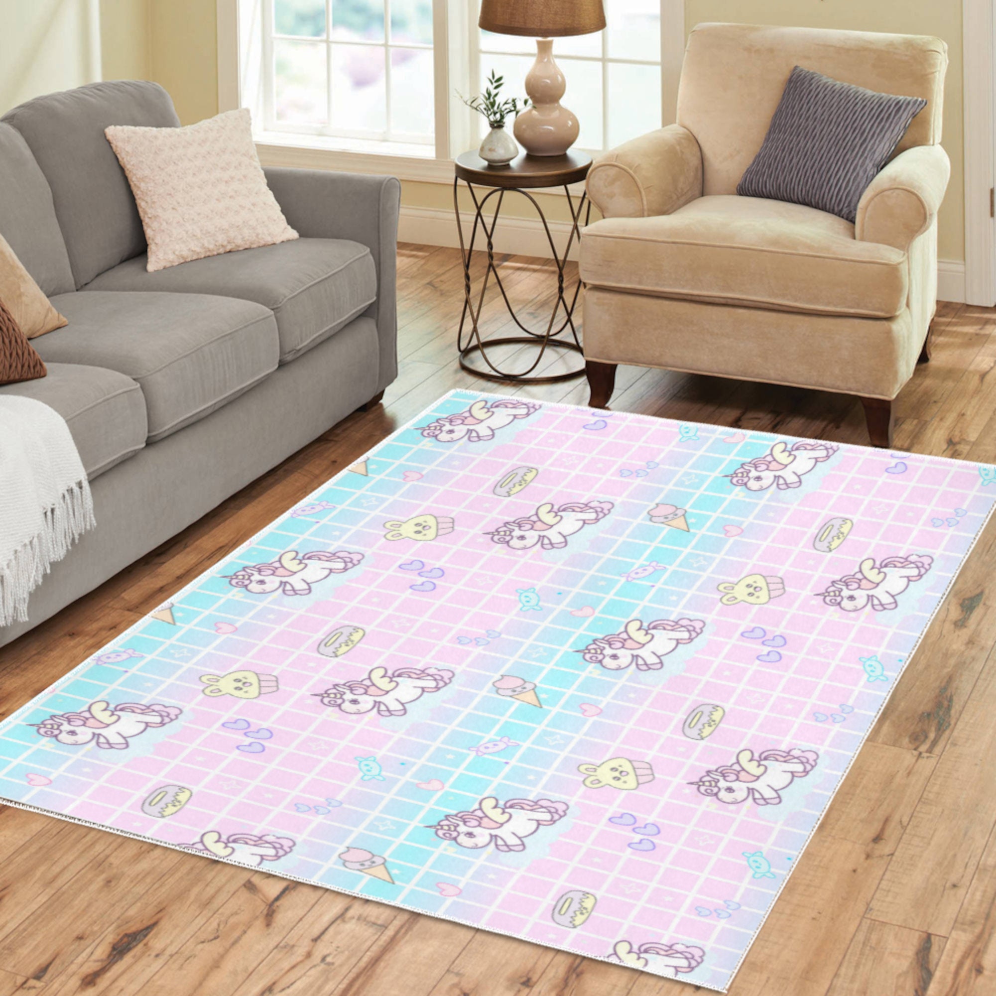 Kawaii Area Rug Unicorn Fairy Kei Pastel Rug Kawaii Etsy