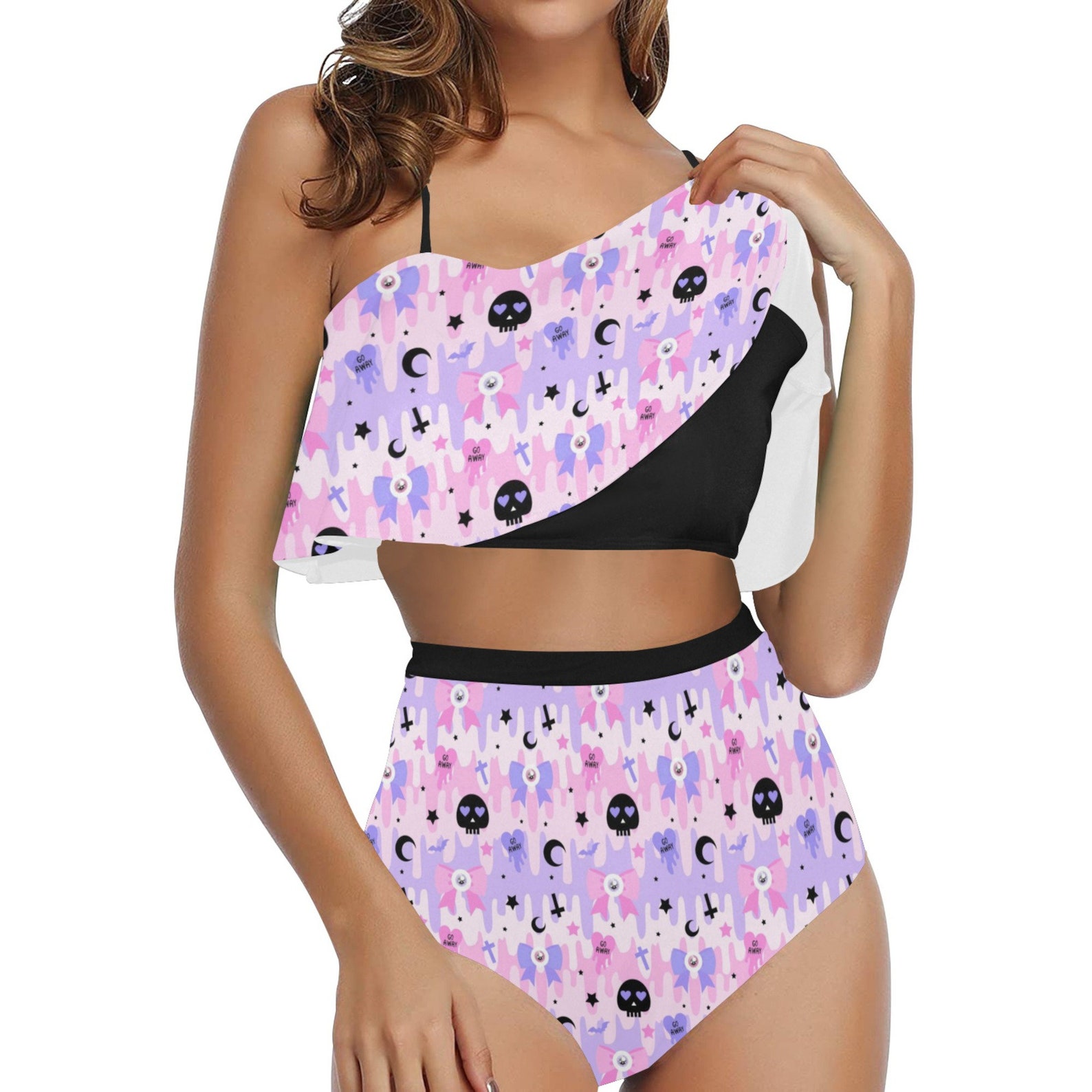 Pastel Goth Bikini Kawaii Swimwear Pastel Goth Swimwear Etsy