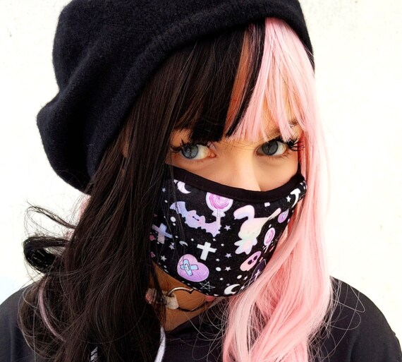 Pastel goth Kawaii face Mask Pastel goth face mask Yami Etsy