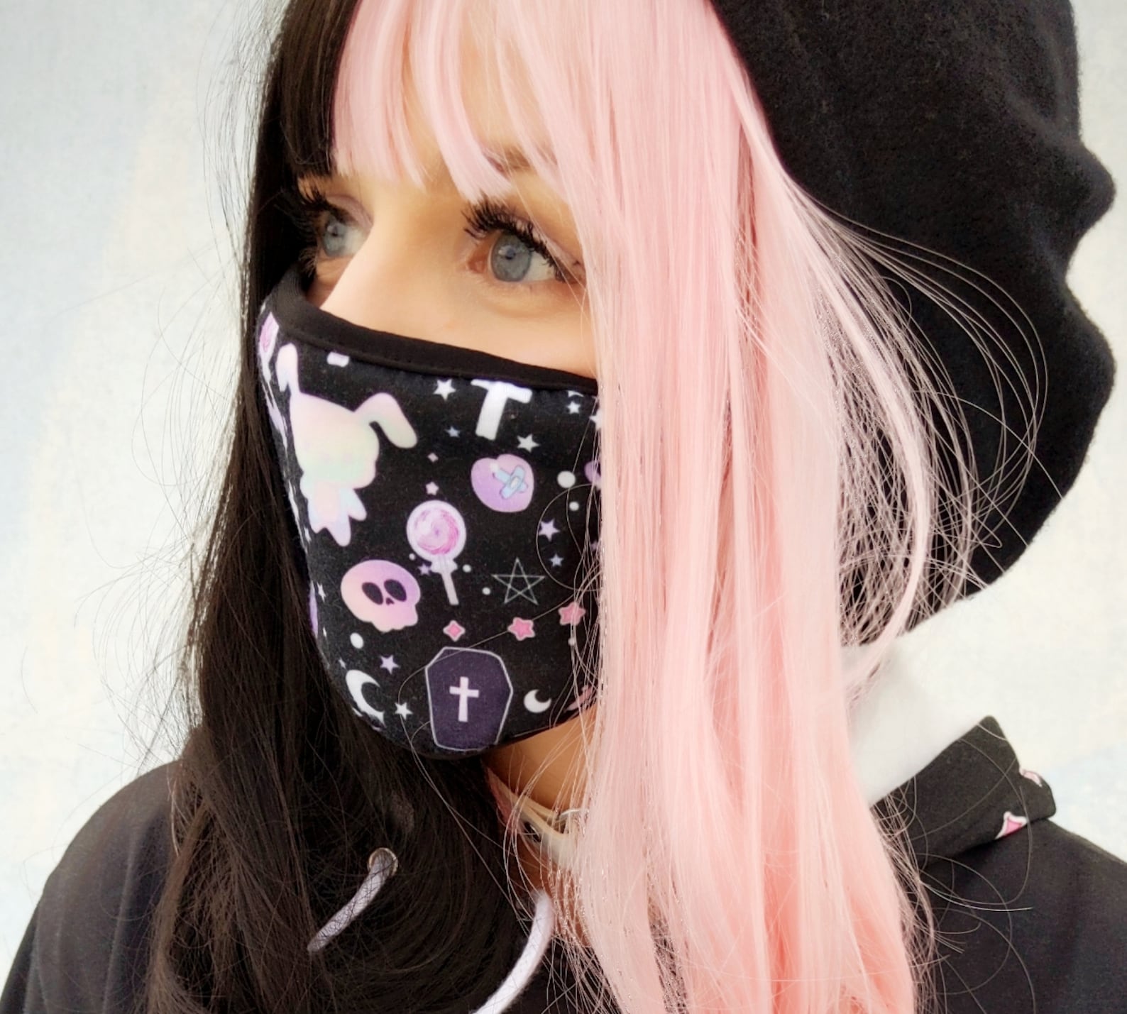 Pastel Goth Kawaii Face Mask Pastel Goth Face Mask Yami Etsy