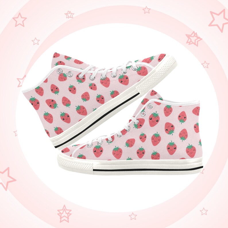 Kawaii Shoes Yume Kawaii Pink Strawberry Cute Canvas Shoes Etsy