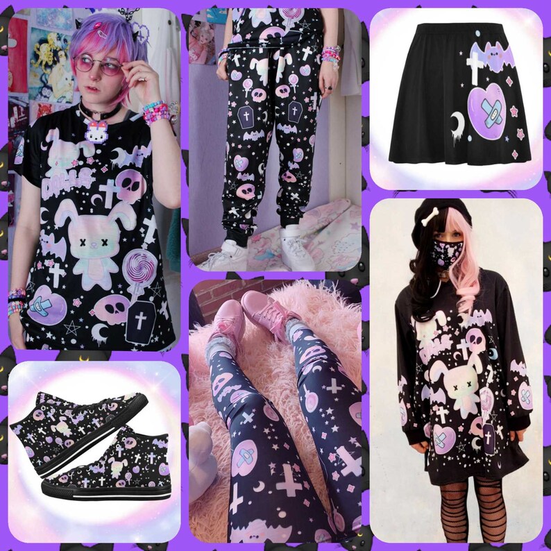 Pastel goth Kawaii face Mask Pastel goth face mask Yami Etsy