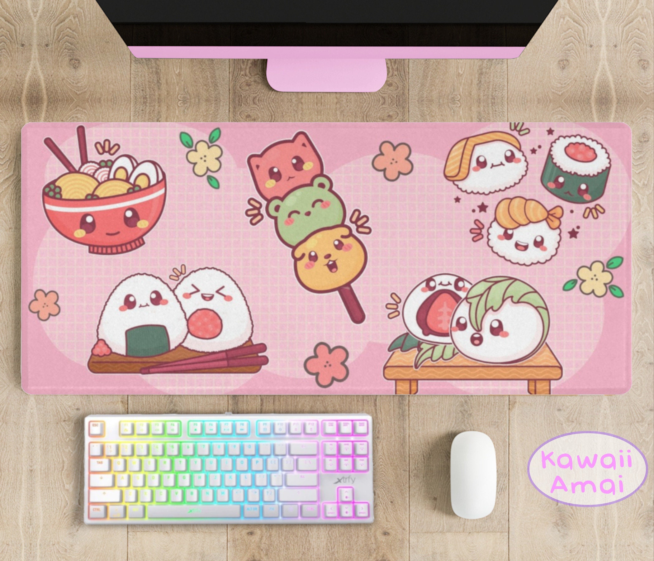 Kawaii Cute Desk Mat Kawaii Japanese Gamer Large Desk Mat Etsy
