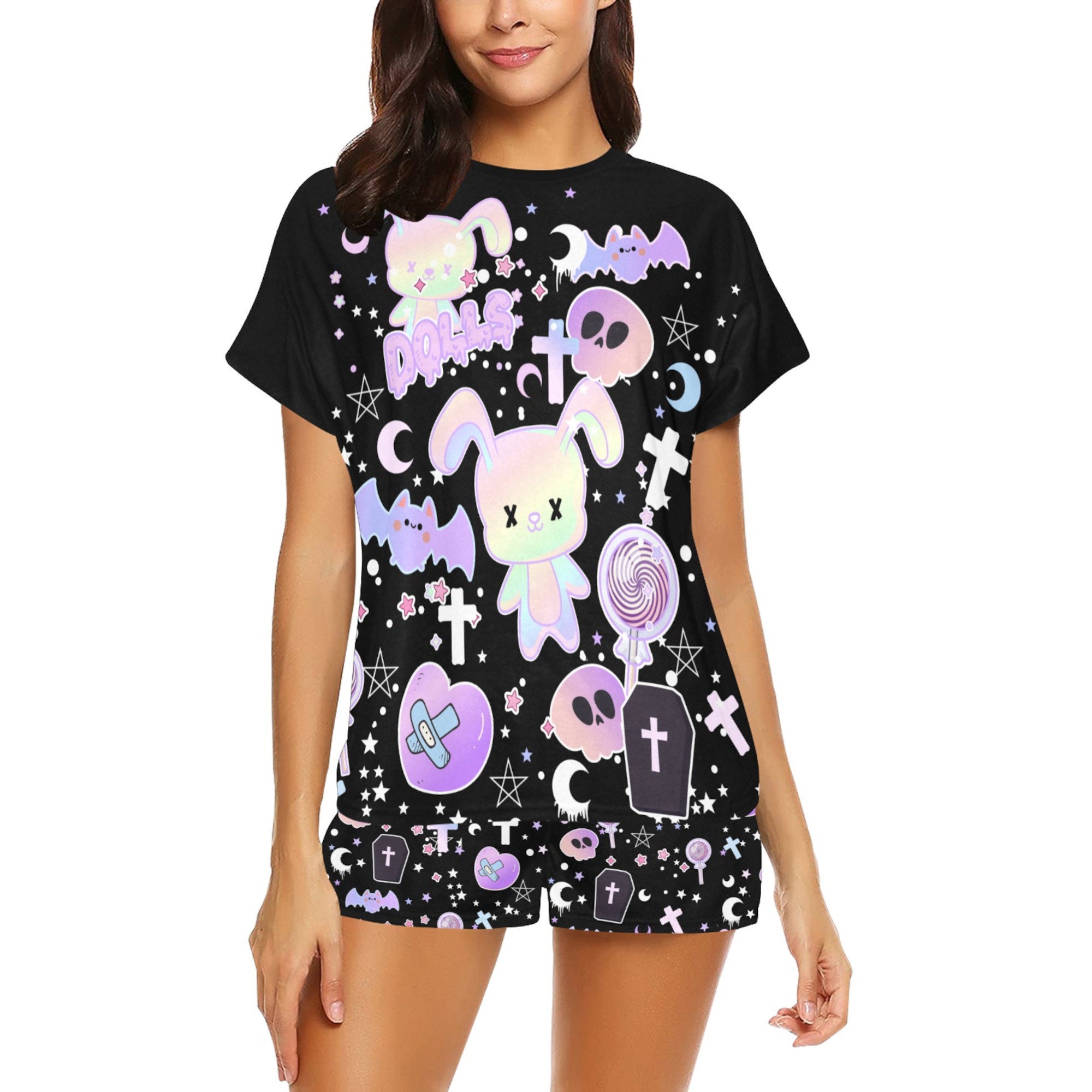 Pastel goth Kawaii clothing Pastel goth pajama set Yami Etsy