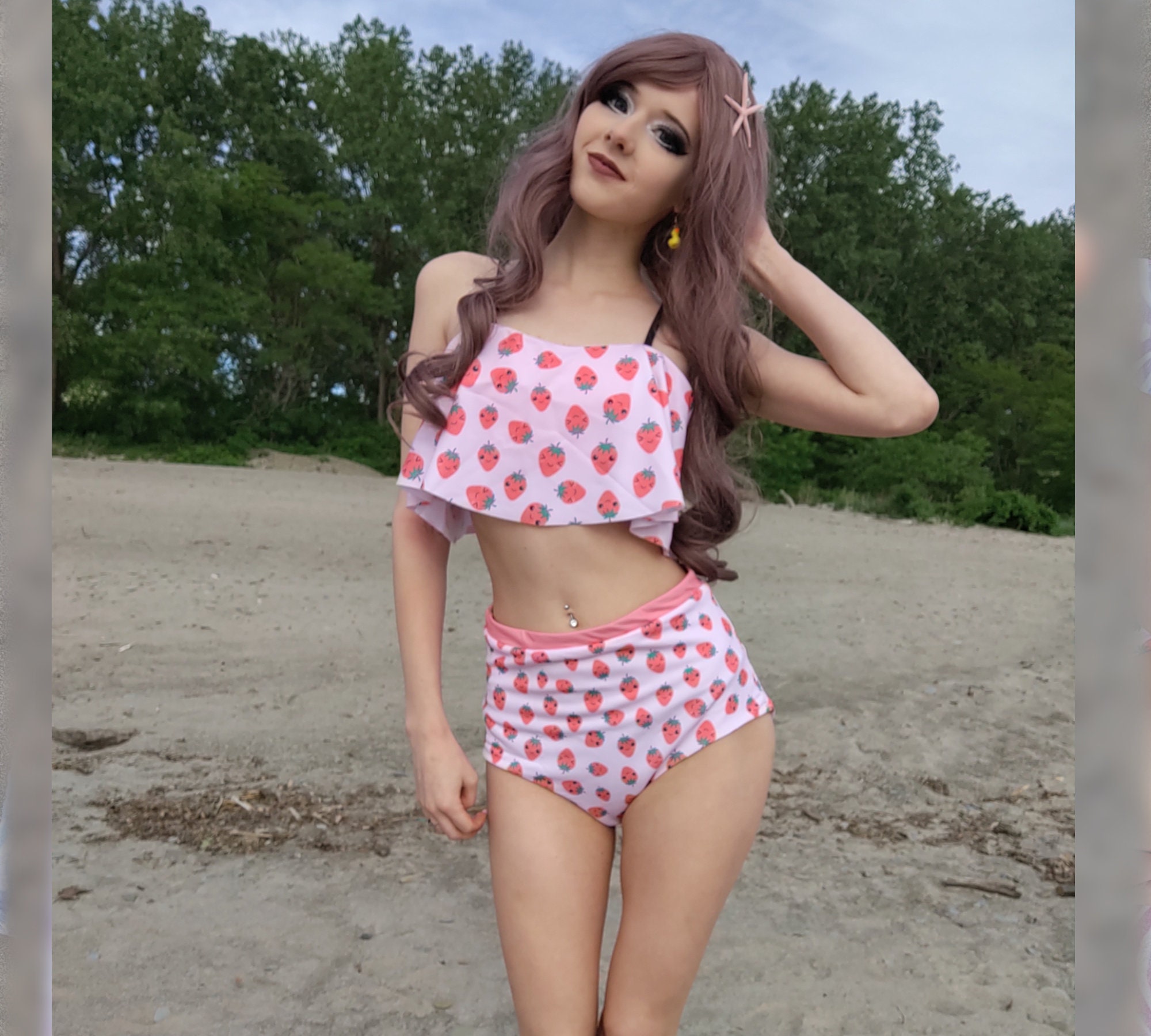 Kawaii Bikini Set Strawberry Bikini Kawaii Swimwear Etsy