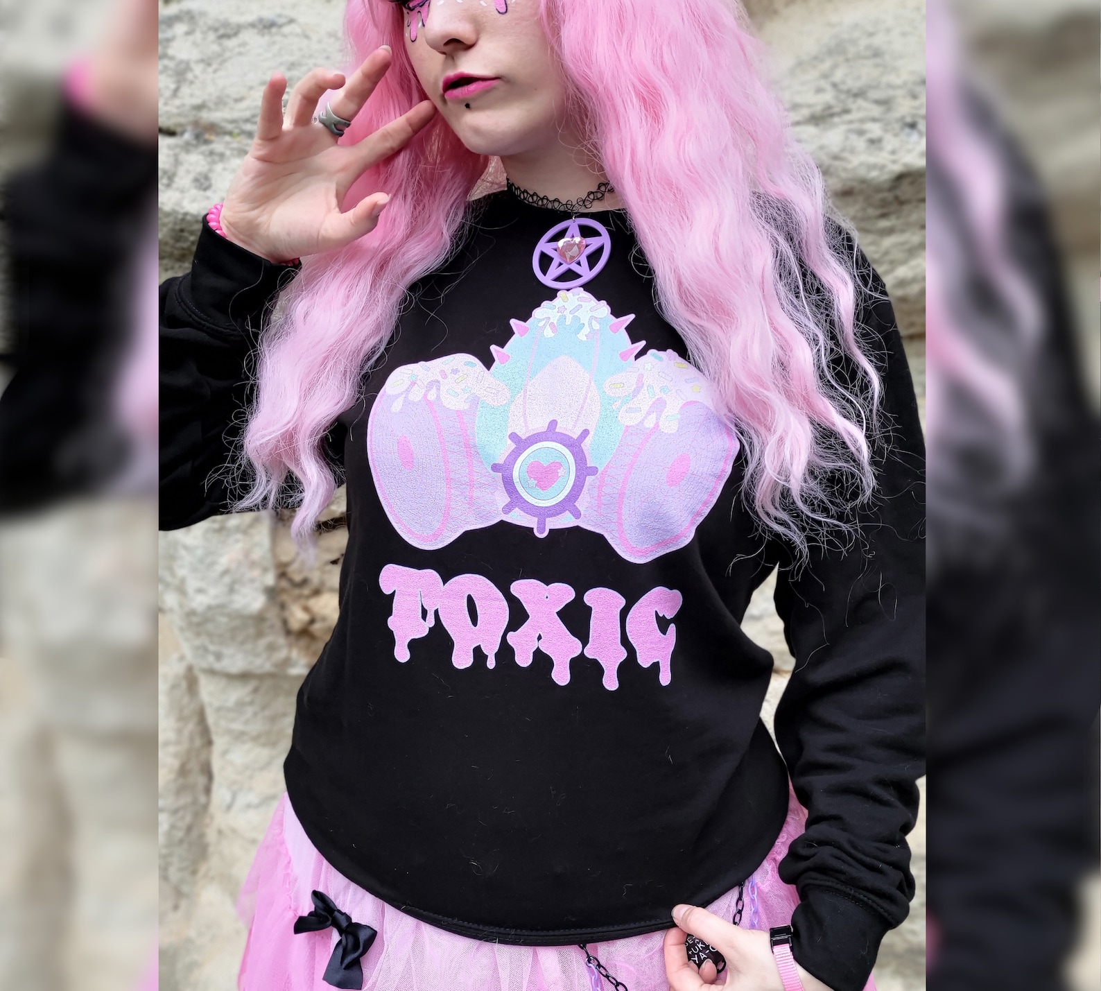 Pastel goth sweatshirt Kawaii clothing Yami Kawaii Etsy