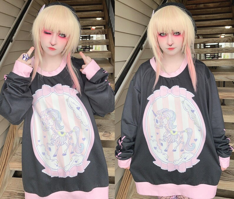 Pastel Goth Sweatshirt Yami Kawaii Pastel Goth Clothing Etsy