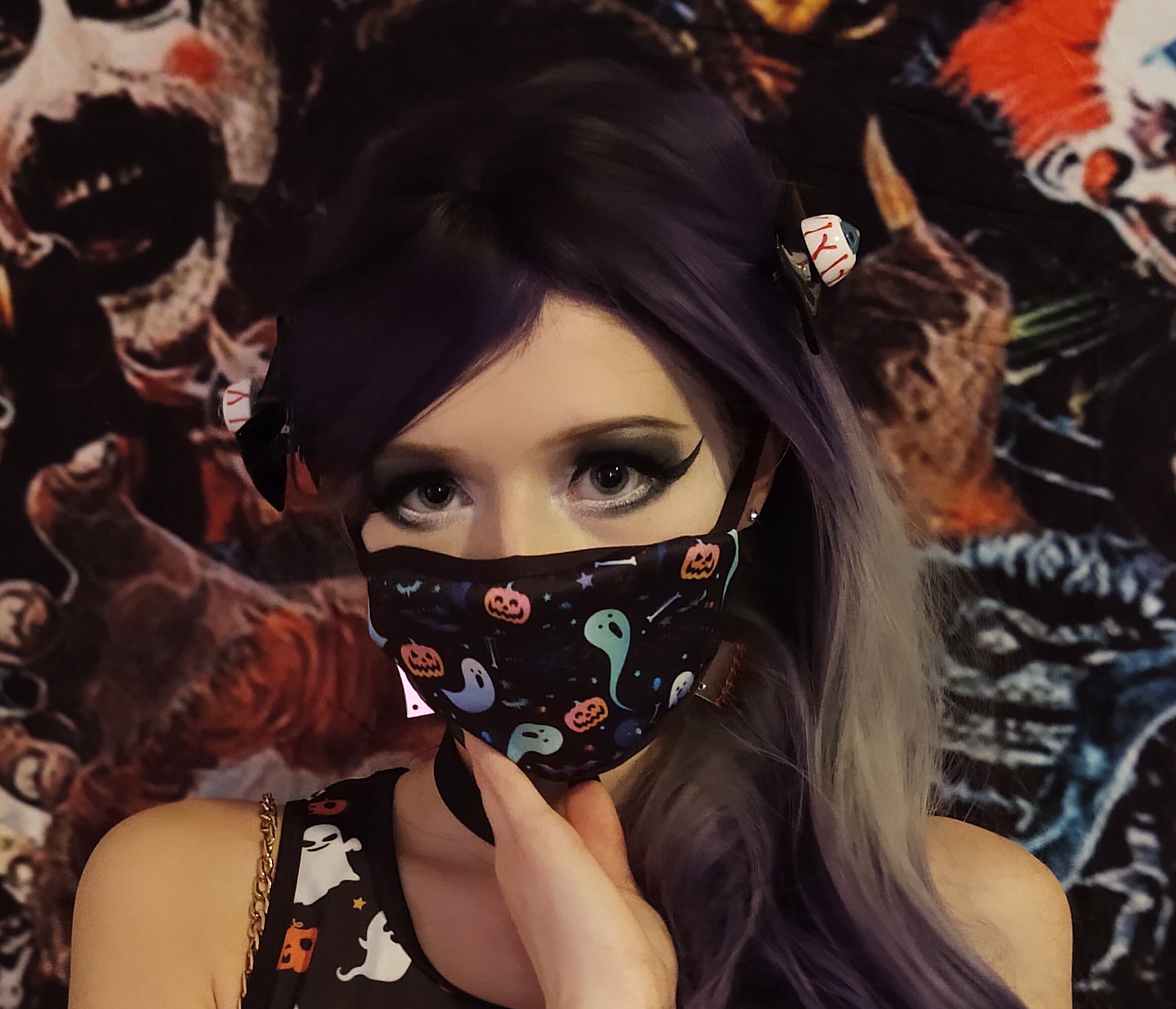 Halloween face mask Kawaii face Mask Pastel goth face mask Etsy