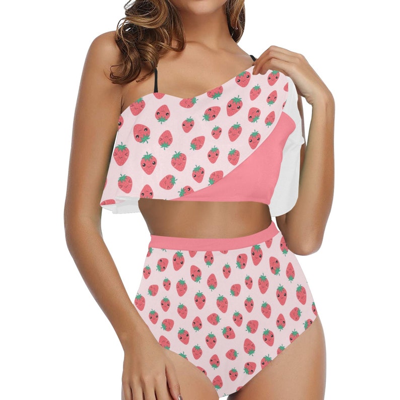 Kawaii Bikini Set Strawberry Bikini Kawaii Swimwear Etsy