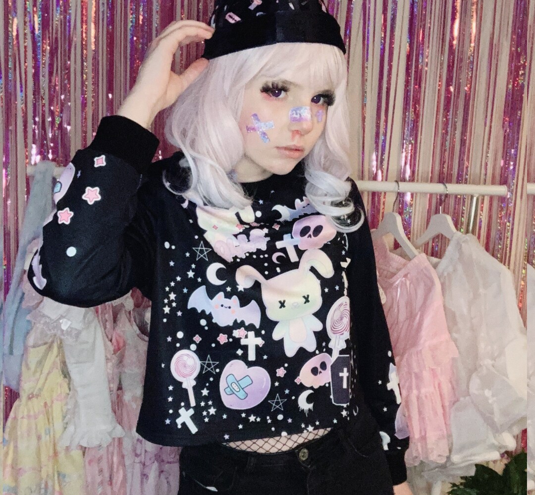 Pastel Goth Kawaii Pastel Goth Cropped Sweatshirt Kawaii Etsy