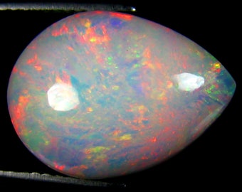6.16 ct Fabulous Pear Cabochon (16 x 12 mm) Ethiopian 360 Degree Flashing Rainbow Opal Natural Loose Gemstone "video link in description"