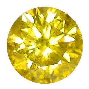 0.30 ct Round Cut 4.3 mm SI Clarity  Fancy Vivid Yellow Diamond Loose Stone