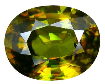 3,07 ct com certificação PGTL grau AAA + incrível corte oval (10 x 8 mm) pedra Sphene amarela esverdeada não aquecida &quot;link do vídeo na descrição&quot;