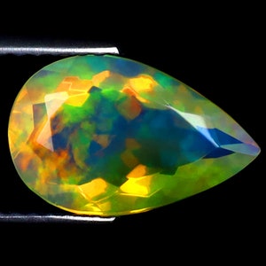 1.96 ct Stunning Pear (12 x 8 mm) Ethiopian 360 Degree Flashing Rainbow Opal Natural Gemstone