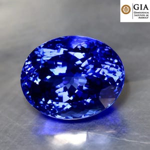 GIA-zertifizierter natürlicher D'Block-Tansanit mit 8,19 ct AAAA Oval (13,13 x 10,55 mm).