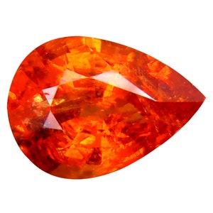 1.53 ct Pleasant Pear Cut (8 x 6 mm) Namibian Fanta Orange Mandarin Spessartine Natural Gemstone "video link in description"
