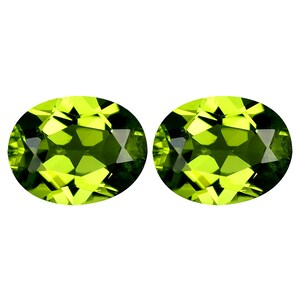 3.22 ct (2pcs) MATCHING PAIR Premium Oval Cut (9 x 7 mm) Green Peridot Genuine Loose Gemstone