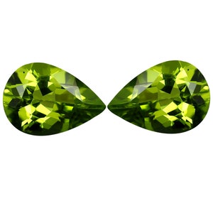 3.34 ct (2pcs) MATCHING PAIR Stunning Pear Cut (10 x 7 mm) Green Peridot Genuine Loose Gemstone