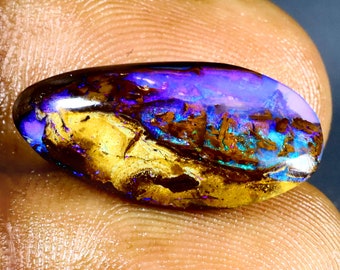 7.92 ct Good-looking Fancy Shape (21 x 10 mm) Multi Color Australian Koroit Boulder Opal Natural and Genuine Loose Gemstone