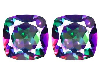 2.52 ct Matching Pair Cushion Cut (6 x 6 mm) Fancy Mystic Sea Child Topaz Natural Loose Gemstone