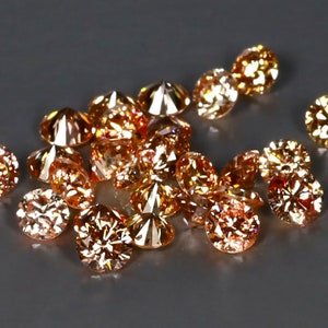 0.15 ct (2 pcs) Round Cut (2.64 mm) CVD Orange Diamond VS Clarity Lab Grown Diamond
