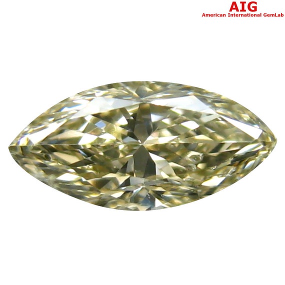 アクセサリー 0.138 Light Grayish Greenish Yellow SI-2 0.43 Ct AIG Certified Resplendent SI2 Clarity Marquise Cut (7 X 4