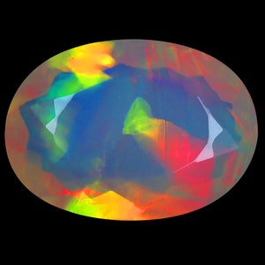 3.94 ct Spectacular Oval (15 x 11 mm) Unheated / Untreated Ethiopian Rainbow Opal Loose Gemstone