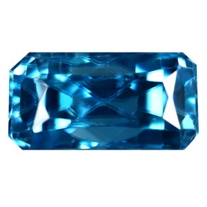 6.94 ct Shimmering Octagon Cut (11 x 6 mm) Cambodian Blue Zircon Natural Loose Gemstone