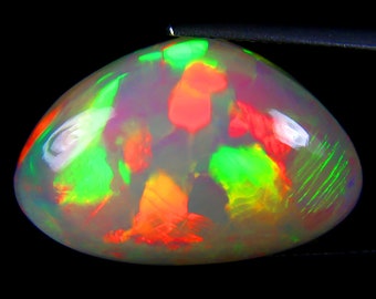 16.26 ct Splendid Pear Cabochon (22 x 14 mm) Flashing 360 Degree Multicolor Rainbow Opal Loose Gemstone &quot;video link in description&quot;