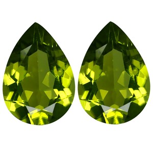 3,28 ct (2 Stück) PASSENDE PAAR Hypnotisierende Pear Cut (10 x 7 mm) Grün Peridot echte lose Edelsteine
