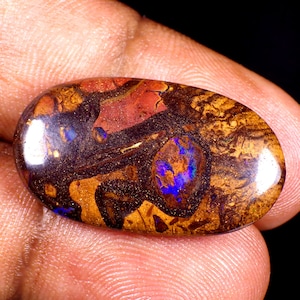 15.36 ct Fancy Shape (26 x 15 mm) Multi Color Australian Koroit Boulder Opal Natural Loose Gemstone