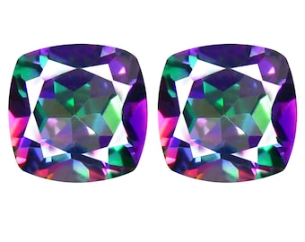 2.49 ct Matching Pair Cushion Cut (6 x 6 mm) Fancy Mystic Sea Child Topaz Natural Loose Gemstone