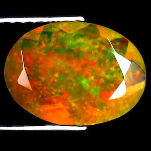 Gemma naturale con opale arcobaleno lampeggiante a 360 gradi, incredibile ovale (11 x 8 mm) da 1,47 ct