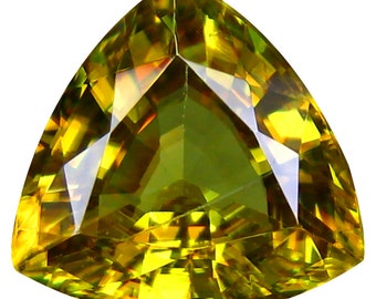 5,41 ct com certificação PGTL AAA + Grau Flashing Trilion Cut (11 x 11 mm) Pedra Sphene Amarelo Esverdeado Não Aquecida &quot;link de vídeo na descrição&quot;