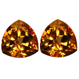 3.54 ct (2pcs) Super-Excellent MATCHING PAIR Trillion Shape (8 x 8 mm) Sun Lantern Topaz Natural Loose Gemstone