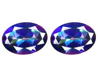 2.14 ct Matching Pair Oval Cut (7 x 5 mm) Fancy Mystic Sea Child Topaz Natural Loose Gemstone