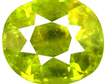 Corte oval supremo de 1,69 ct (7 x 6 mm) Pedra preciosa natural Sphene verde Paquistão &quot;link do vídeo na descrição&quot;